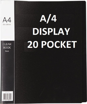 vavia A4 size Clear Book File(20 transparent inner pockets)(Size: 12.25 X 9.25 inch) / Display File / Leaf File(Set Of 1, Black)