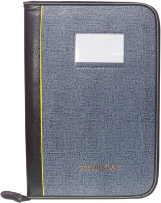 SB GRAND PU Leather Premium File Folder with 20 Leaf for A4/FS Size Document and Certificate(Set Of 1, Grey)