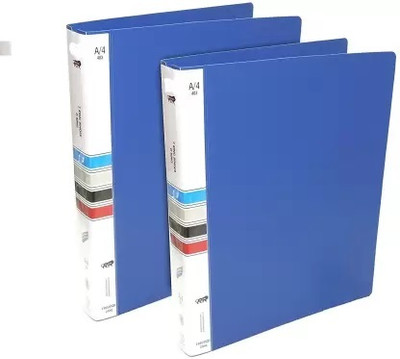 Supersoft Plastic Polypropylene Ring Binder File, 2D A4 Size Tough & Durable A4 Size Ring Binder Board File(Set Of 2, Blue)