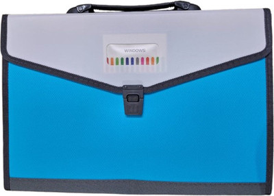 Greeshma PP PP Expanding File Folder with 13 Section Pockets, FC Size,(Set Of 1, Blue)