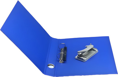 BNT BN PVC 2D Ring Binder Office File A4 Size For Multipurpose Use With 1 Paper Punch Machine(Set Of 1, Blue)