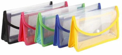 futureX Plastic Plastic Button Bag Cheque Book Holder 6 INCH X 50 INCH (Pack of 5)-Multicolour(Set Of 5, Multicolor)