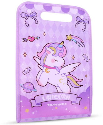 IndusBay PP A4 Size Unicorn Theme 12 Pocket File Folder Document Holder for Girls(Set Of 1, Purple)