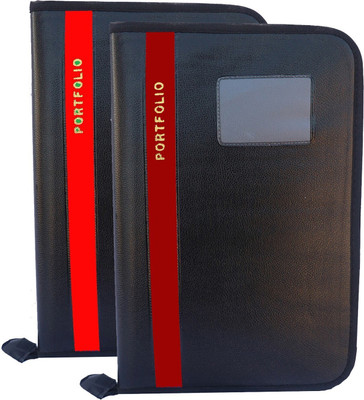 Kopila PU Leather High Quality Leaf office File/Certificate file/file cover/Zip file folder Orange & Red Set of 2 A4 & FS Size(Set Of 2, Orange & Red)