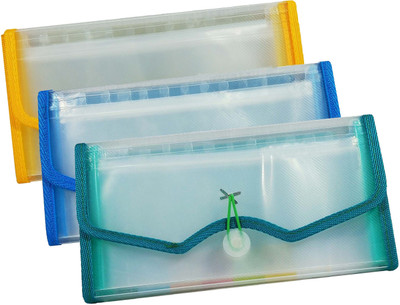 SHINING ZON Plastic 13 Pocket Expanding File Folder A6 Cheque Size(Set Of 3, Transparent)
