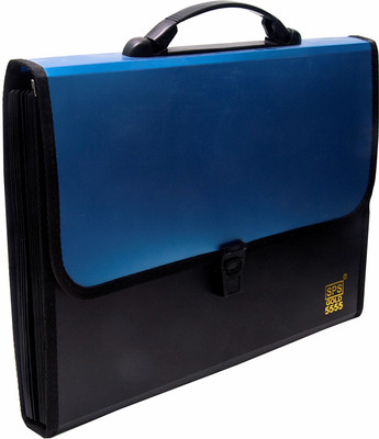 Skrill Plastic 13 Pockets Expanding File Folder for Documents, Certificates, A4/Foolscap/Legal Size File Organizer with Carry Handle(Set Of 1, Blue, Black)