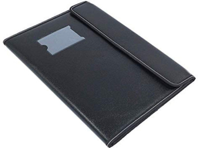 HATHIYANI Leather Document File Folder for Certificate Of A4 Size|Document Organizer Sleeve File for Office (30 Sleeves) Pack1(Set Of 1, Black)