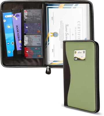 ACCIVA Leatherette Professional Folder for Certificates & Documents with 20 Leafs Executive File Holder(Set Of 1, Green)