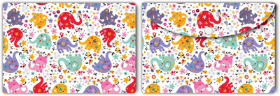 Nourish Plastic Document Folder(Set Of 2, Elephants-on-White)