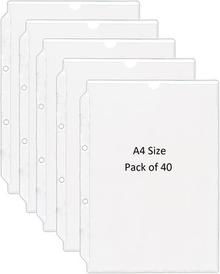 SHINING ZON PVC Punch Folder File PVC Punch Folder File(Set Of 40, Transparent)