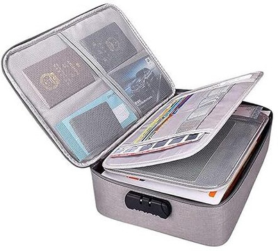 Shyam DealsHub Nylon Waterproof 3-Layer Document Storage Bag with Password Lock(Set Of 1, Grey)