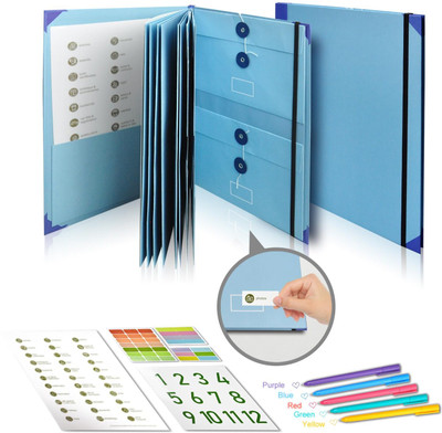 hiyon PAPER Document Organizer Folio with Labels(Set Of 1, Blue)