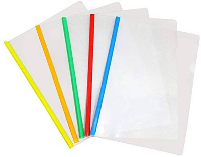 unbrako Plastic A4 Transparent Plastic Document File Folder with Snap Button Closure, Waterproof & Durable Organizer for Certificates, Office & School Use –(Set Of 5, Multicolor)