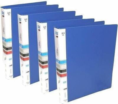 Rangwell Plastic 2D Ring Binder File, Paper Size A4(Set Of 4, Blue)