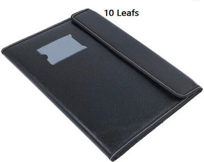 HCS Leather Premium Faux Leather File Folder Executive Document Holder with 10 Leafs(Set Of 1, Black)