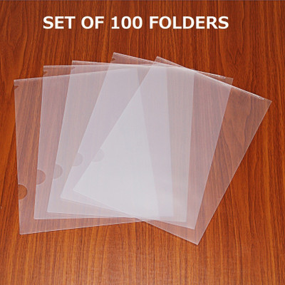 KAIZEN PVC Premium Multiuse L Shape / Type Folder (Set Of 100 Folders)(Set Of 100, Transparent)