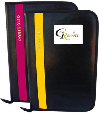 SB GRAND PU Leather Document File Folder With 20 Leaf's for Certificates and Document A4/FS Size(Set Of 2, Yellow, D pink)