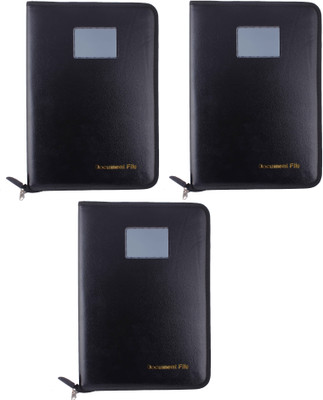 ZesTale Faux Leather File Folder(Set Of 3, Black)