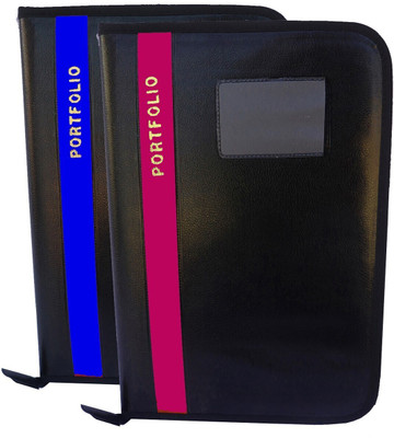 Kopila Faux Leather File Folders(Set Of 2, Blue & Pink)