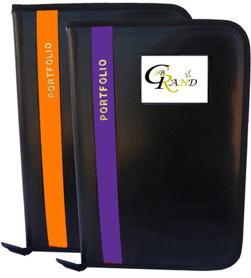 SB GRAND PU Leather Document File Folder With 20 Leaf's for Certificates and Document A4/FS Size(Set Of 2, Orange, Purple)