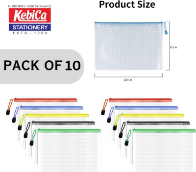 Kebica Multipurpose Waterproof Zipper Pouches Document Holder/Pen Pencil A4 ZIPPER BAG(Set Of 10, Multicolor)