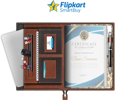Flipkart SmartBuy PU Leather Multipurpose Document Holder File Folder (FS,20 leaves)(Set Of 1, Brown)