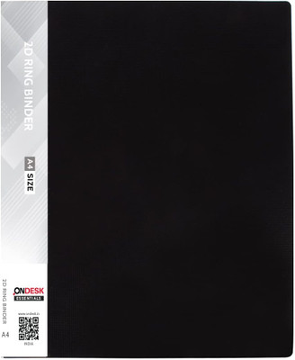 Ondesk Essentials Plastic 2D Ring Binder File(Set Of 1, Black)