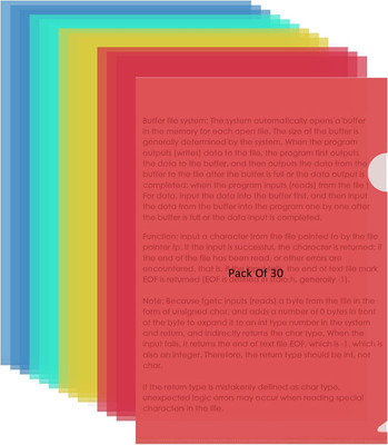 SHINING ZON Polypropylene Colour L Folder(Set Of 30, Multicolor)