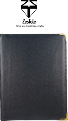 ZesTale PU Leather Menu Folder/ Restaurant Menu Holder(4 Leaves)(Set Of 1, Black)