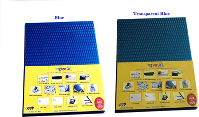 Kosh High Quality PVC spiral book binding sheet A/4(Set Of 200, Blue & Transparent Blue)
