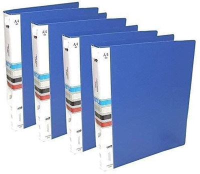 Shivom Polypropylene 2D Ring Binder File a4 size for Documents,Projects & Certificates, 2D A4 Size Tough & Durable A4 Size Ring Binder Box Board File(Set Of 4, Blue)
