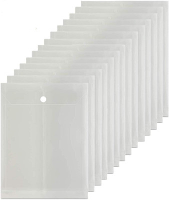 Tridev Enterprises A4 Size Top Opening Document File Bag | Transparent Storage With Snap Button | Top Opening Folder(Set Of 12, White)