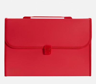 KUWAR Polypropylene Expanding File Folder, 13 Pockets, Durable Handle & Secure Buckle Closure(Set Of 1, Red)
