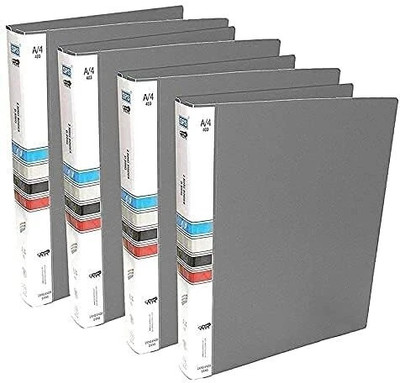 DiMoris Polypropylene 2D Ring Binder File a4 size for Documents,Projects & Certificates, 2D A4 Size Tough & Durable A4 Size Ring Binder Box Board File(Set Of 3, Grey)