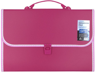 Skrill Plastic 13 Pockets Expanding File Folder for Documents, Certificates, A4/Foolscap/Legal Size File Organizer with Carry Handle(Set Of 1, Pink)