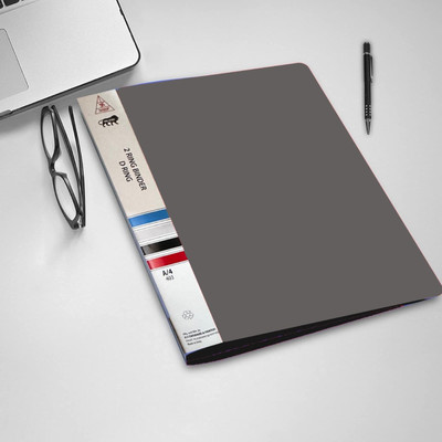 KKSW Plastic A4 Tough & Durable Ring Binder File for Documents, Projects, Certificates(Set Of 4, Grey)