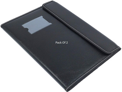 SHINING ZON Leather 10 Sleeves Magnetic File Folder For Documents Certificates(Set Of 2, Black)