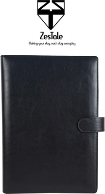 ZesTale Premium Leatherette 2-Ring Conference Document Bag /File Folder(Set Of 1, Black)
