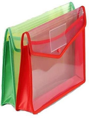 Roxova Plastic Transparent A4 Documents File Storage Bag with Snap Button Closer(Set Of 2, Multicolor)
