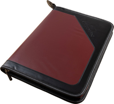 Skrill PU Leather A4 / FC File Folder With 24 Pockets Maroon(Set Of 1, Marron)