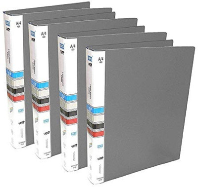 SHUANG YOU Plastic 2D A4 Ring Binder Box Board File for Documents, Projects & Certificates(Set Of 4, Grey)
