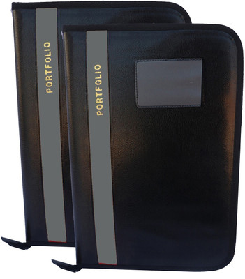 Kopila Synthetic Leather Top Material 20 Leafs Office fle /Document Holder/Certificate Holder/grey file Set of 2(Set Of 2, Grey, Black)