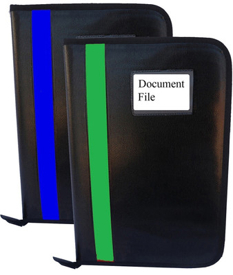 Kopila PU Leather Document,Certificate File Folder With 20 leefs and 3 Inner Pocket(Set Of 2, Blue & Green)