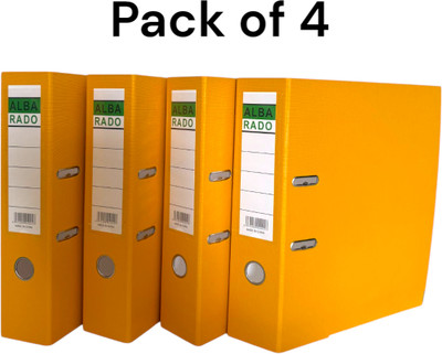 Shivom Polypropylene Alba Rado Heavy Duty lamination box File With Atachable & Detachable clip(Set Of 4, Yellow)