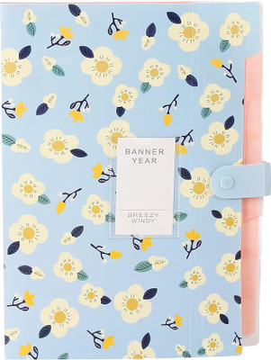 Wynhard 5 Pocket File Folder for Documents Certificate Holder File A4 Paper Folder Files Expanding File Folder(Set Of 1, Blue)