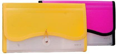 C J Choice plastic Polypropylene Transparent Expanding Cheque Book Holder Case(Set Of 2, Pink, Yellow)