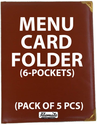 FileMate Menu Card Folder(6-Pockets)(Pack of 5 pcs) / Holder for Restaurants or Hotels(A4 Size: 12.25 X 10 inch)(Set Of 1, Tan)