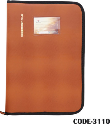 BALHAR Classic Brown Leatherette Zipper Document File Folder with Card Slot Men and Women(Set Of 1, Brown)
