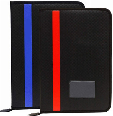 ravariya graphics Plastics Faux Leather 10Leaf Document Bag File Folder For Job Interview Certificate Carry and Storage(Set Of 2, Multicolor)