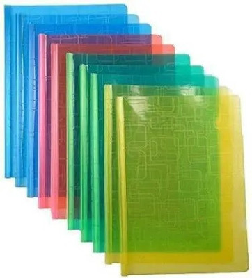 KRISHVIA Plastic Multicolor Side Strip OFFICE FILE (Set Of 10)(Set Of 10, Multicolor)